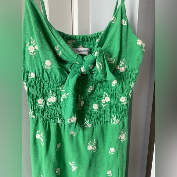 GUC ZARA KELLY GREEN FLORAL EMBROIDERED MIDI DRESS SZ M - Picture 5 of 10